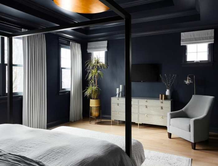 Black ceiling design for bedroom