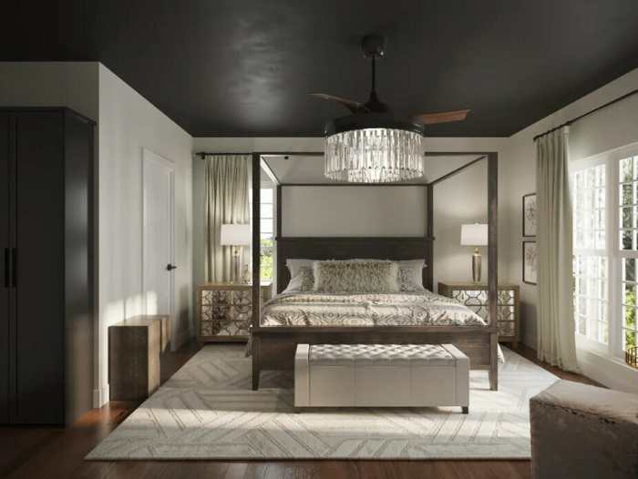 Black ceiling design for bedroom