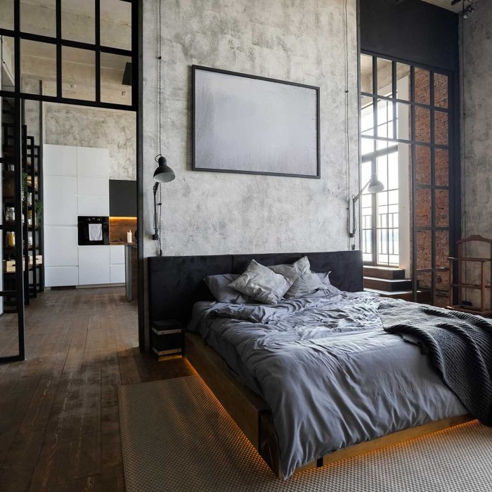 Industrial bedroom design ideas